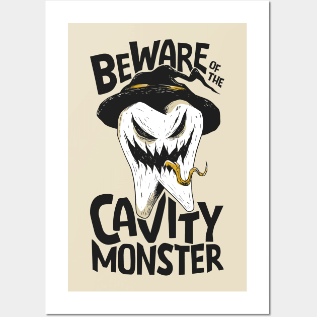 Beware of the Cavity Monster // Funny Halloween Tooth Wall Art by SLAG_Creative